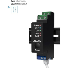Shelly Pro 2PM, kapcsolómodul DIN-sínre, 2×16 A, fogyasztásmérés, LAN, WiFi, Bluetooth villanyszerelés