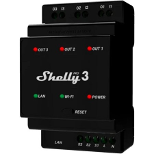 Shelly Pro 3, kapcsolómodul DIN-sínre, 3×16 A, WiFi, LAN villanyszerelés