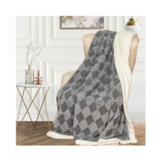  Sherpa pléd szürke–fehér rombusz mintával 200×220 cm ZF-SZ200 lakástextília