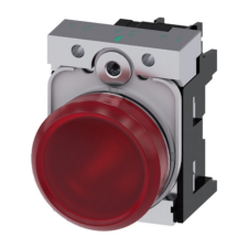 Siemens 3SU1156-6AA20-1AA0 komplett jelzőlámpa, piros, 230VAC, fém, csavaros Sirius villanyszerelés