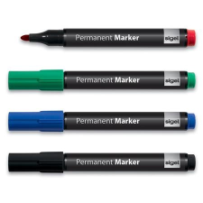SIGEL Alkoholos marker készlet, 1-3 mm, kúpos, SIGEL, 4 különböző szín filctoll, marker