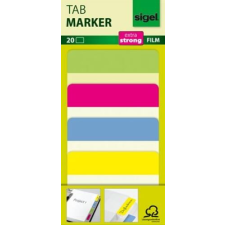 SIGEL Jelölőcímke, megerősített, színes szélű, 50x38 mm, 4x5 db, SIGEL, vegyes színek post-it