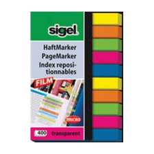 SIGEL Jelölőcímke, műanyag, 10x40 lap, 6x50 mm, SIGEL "M jegyzettömb