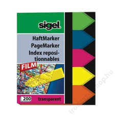SIGEL Jelölőcímke, műanyag, 5x40 lap, 12x45 mm, SIGEL Nyilak, vegyes szín (SIHN613) jegyzettömb