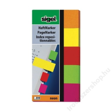 SIGEL Jelölőcímke, papír, 5x40 lap, 20x50 mm, SIGEL Neon, vegyes szín (SIHN650) jegyzettömb