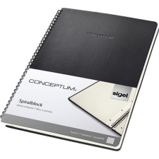 SIGEL Spirálfüzet, exkluzív, A4, kockás, 80 lap, keményfedeles, SIGEL "Conceptum", fekete füzet