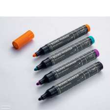 SIGEL Táblamarker kerek hegyű, üvegre író, 2-3 mm, Sigel, 4 db, fekete, türkiz, magenta, narancs, BA011 filctoll, marker