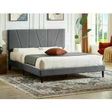 Signal Savana Velvet Bársony Ágy Szürke 120x200 Geometrikus Fejtámlával ágy és ágykellék