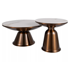 Signal Vera Kerek Dohányzóasztal Kerámia Márvány-Fehér Réz bútor