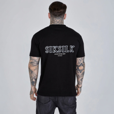 Siksilk Black Graphic T-Shirt - Méret: M férfi póló