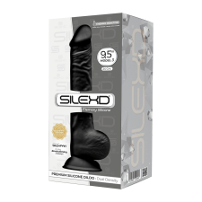 SILEXD Model 3. prémium dildó (24 cm - fekete bőrszín) műpénisz, dildó
