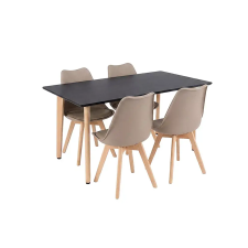  Silla 120 4+1 étkező garnitúra fekete-bézs bútor