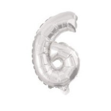  Silver, Ezüst 6-os szám fólia lufi 10 cm party kellék