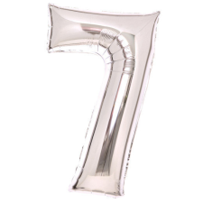 Silver, Ezüst 7-es szám fólia lufi 66 cm party kellék