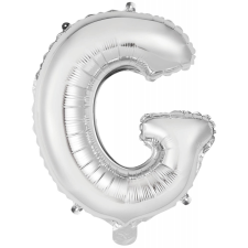 Silver, Ezüst G betű fólia lufi 45 cm party kellék