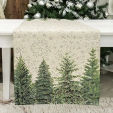  Silver forest fenyőfás gobelin asztali futó 44x140 cm ezüst lurex lakástextília