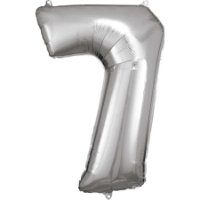 Silver óriás szám fólia lufi 7-es, 83*55 cm party kellék