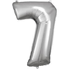 Silver óriás szám fólia lufi 7-es, 83*55 cm party kellék