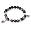  Silver Spoon – Ónix achát és hematit ásvány karkötő, nemesacél Fatima keze charmmal vagy anélkül, do