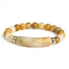 Silver Star Peridot női karkötő, barna, Yellow Jade, 21 cm