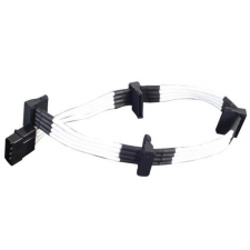 Silverstone 4-Pin Molex - 4x SATA hosszabbító - 300mm fehér kábel és adapter