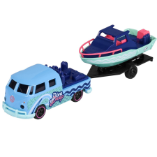Simba Toys Majorette - Játék Volkswagen T1 Pickup tréler hajóval - Simba autópálya és játékautó
