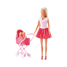 Simba Toys Steffi Love - Steffi baba ikrekkel és rózsaszín babakocsival (105738060) baba