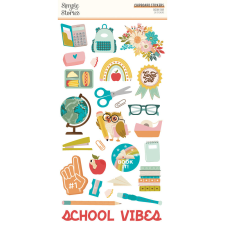 Simple Stories Book Fair Chipboard matrica Chipboard Stickers 1 ív matrica