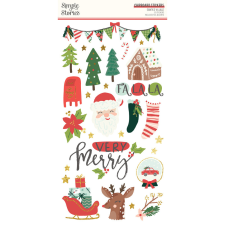 Simple Stories Santa's Village Chipboard matrica Chipboard Stickers 1 ív matrica