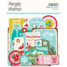 Simple Stories Snow Pine Lodge Kivágatok Sign Bits &amp; Pieces 1 csomag matrica