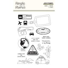 Simple Stories Szilikonbélyegző - Clear Stamps - Here + There (1 csomag) bélyegző