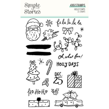 Simple Stories Szilikonbélyegző , Clear Stamps / Simple Stories Holly Days (1 csomag) bélyegző