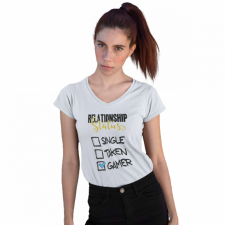  Single Taken Gamer - Női V-Nyakú Póló női póló