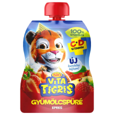 Sió Sió Vitatigris Eper gyümölcspüré 100% - 90 g üdítő, ásványviz, gyümölcslé