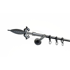  Siófok fekete 1 rudas fém karnis szett - modern tartóval - 200 cm karnis, függönyrúd