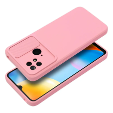 SIX Xiaomi Redmi 9C tok, Közepesen Ütésálló, Kemény szilikon, Kameravédővel, SIX SLIDE, Pink tok és táska