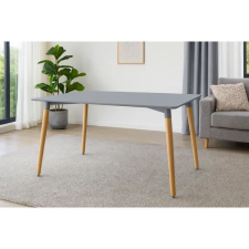  Skandináv téglalap alakú étkezőasztal, 120×80×74 cm, szürke MDF, fa lábak bútor