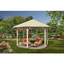 Skanholz Hatszögletű kerti pavilon Nancy 3méretben 420cm átmérő 150cm pillérköz, natúr kezeletlen faanyag kerti bútor