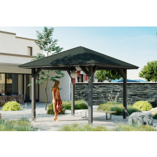Skanholz Kerti pavilon négyszögletű szaletli Cannes 374 x 374 cm, Antracit szürke RAL7016 kerti bútor