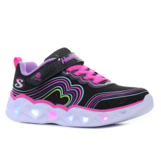 Skechers Heart Lights - Retro Hearts villogó fekete gyerek cipő Méret:32