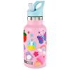 SKIP HOP Fľaša s nálepkami so slamkovým náustkom nerezová ružová 380 ml, 4r+