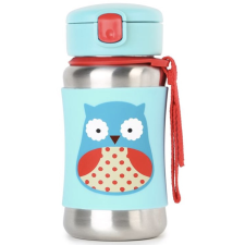 Skip hop Zoo Rozsdamentes acél szívószálas kulacs 350ml, Bagoly kulacs, kulacstartó