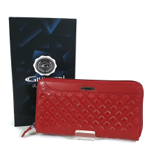 SLM GIULTIERI kocka nyomatos, piros nagy körzippes pénztárca SUN02 pénztárca