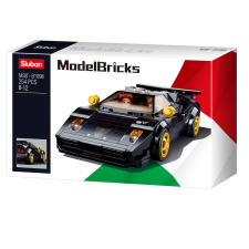 Sluban Model Bricks - Fekete Lamborghini Countach sportkocsi építőjáték készlet építkezés