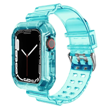 Smartwatcherz Átlátszó Szilikon Apple Watch Szíj és Tok - Seafoam, 40/41/42mm okosóra kellék