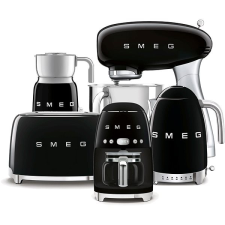 Smeg 50's Retro Style 4,8 l konyhai robotgép fekete, rozsdamentes acél talppal + Filteres kávéfőző + Vízforraló konyhai robotgép