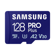 SMG PCC SAMSUNG Memóriakártya, PRO Plus microSDXC kártya 128GB, CLASS 10, UHS-I, U3, V30, A2, + Adapter, R180/W130 memóriakártya