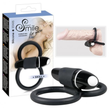  SMILE Skill - vibrációs pénisz- és heregyűrű (fekete) péniszgyűrű