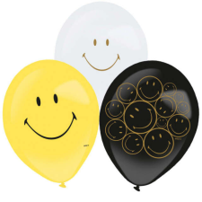  Smiley Originals, Emoji léggömb, lufi 6 db-os 11 inch (27,5 cm) party kellék
