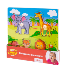 Smily Play Zoo szafari - 5 darabos fa puzzle (SPW83614) puzzle, kirakós